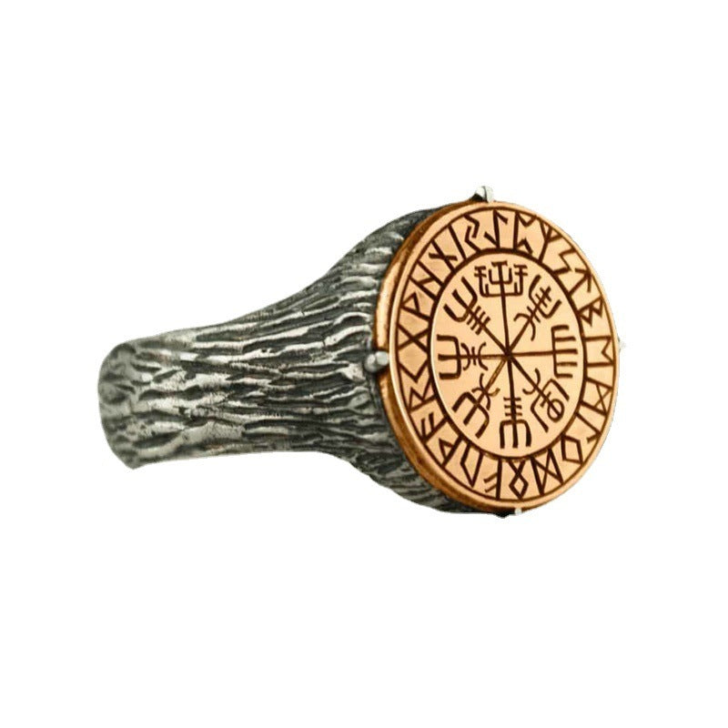 Viking symbols Vegvisir two-tone ring - fjornval