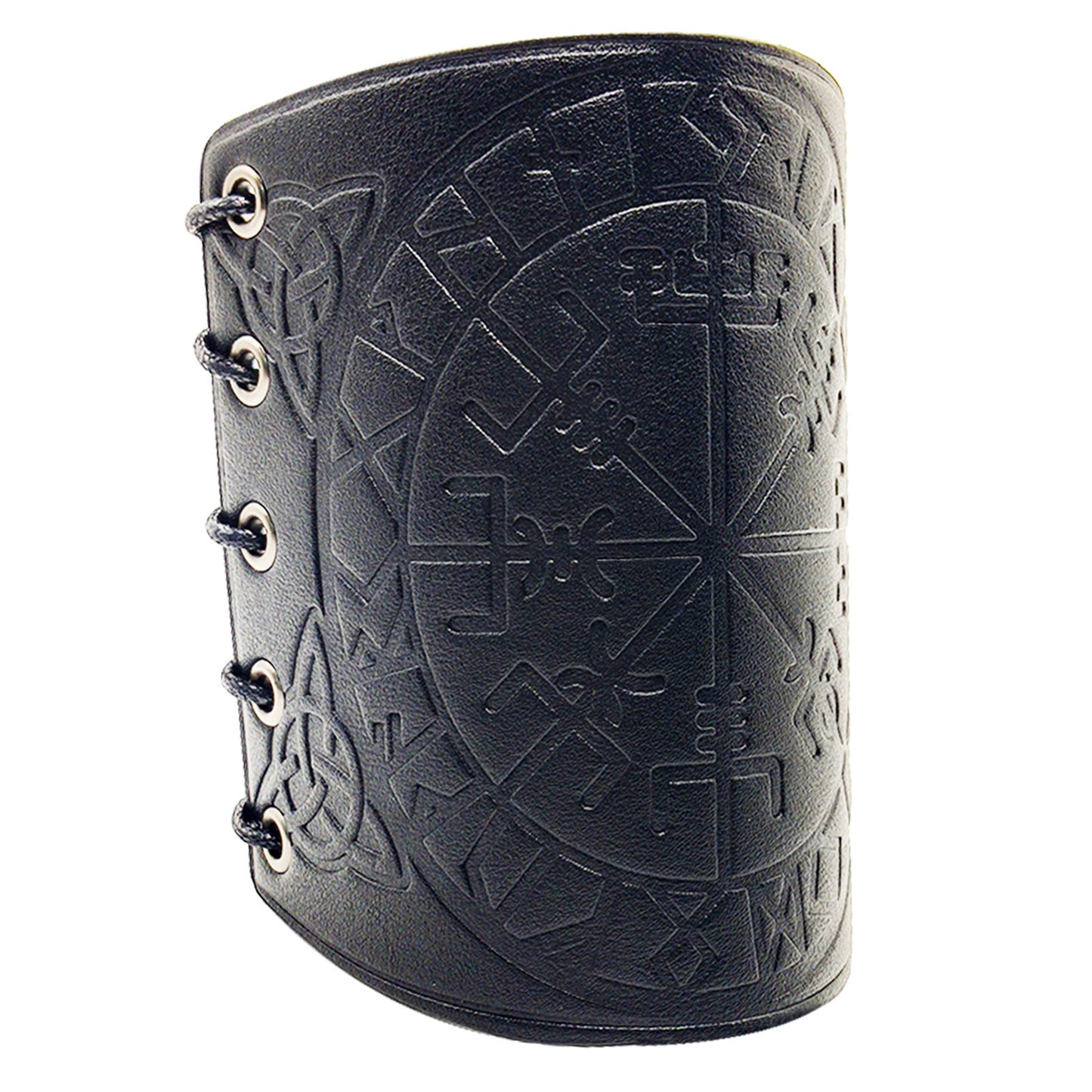 Nordic Viking embossed Vegvisir sumbol leather wristband armband - fjornval