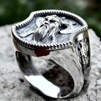 Viking double axe & Viking warrior steel ring - fjornval